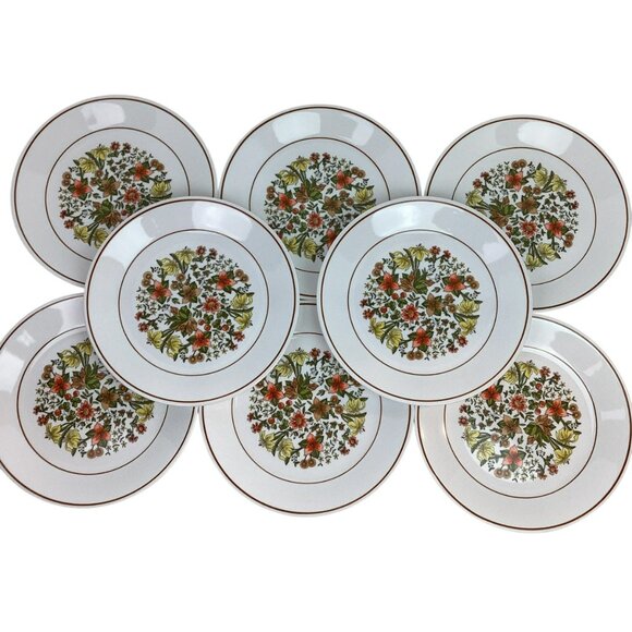 Corelle By Corning 8 Inch Plates Set Of 8 Fall Floral Design Made In USA - Picture 4 of 5